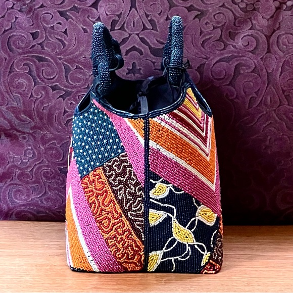 πΊπHPππΊ NWT Staud Beaded Cote Bag Patchwork Foulard πRare Findπ - Picture 6 of 16